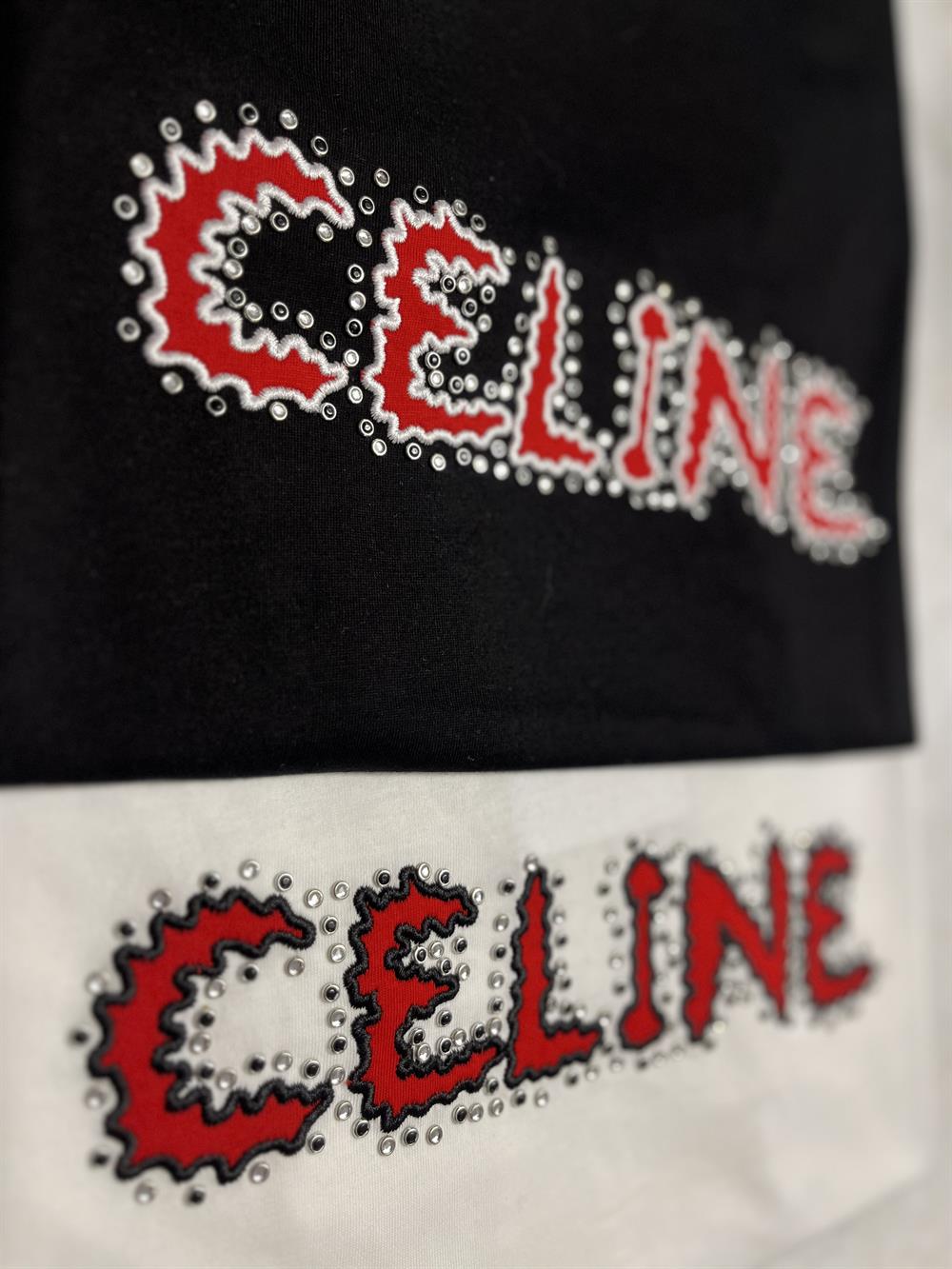 CELİNE KIRMIZI LOGOLU BEYAZ TSHİRT 