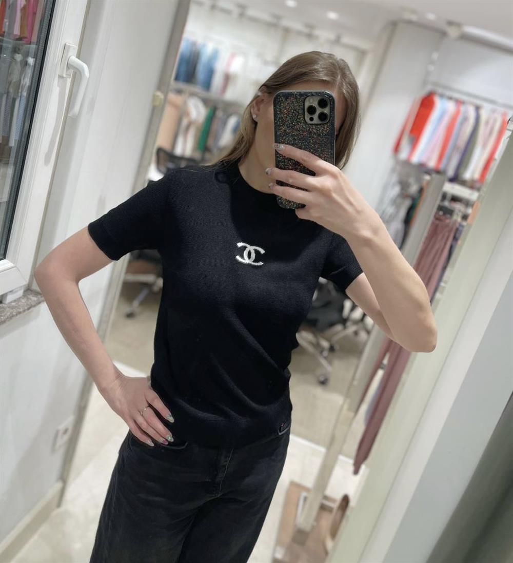Chanel siyah triko tshirt