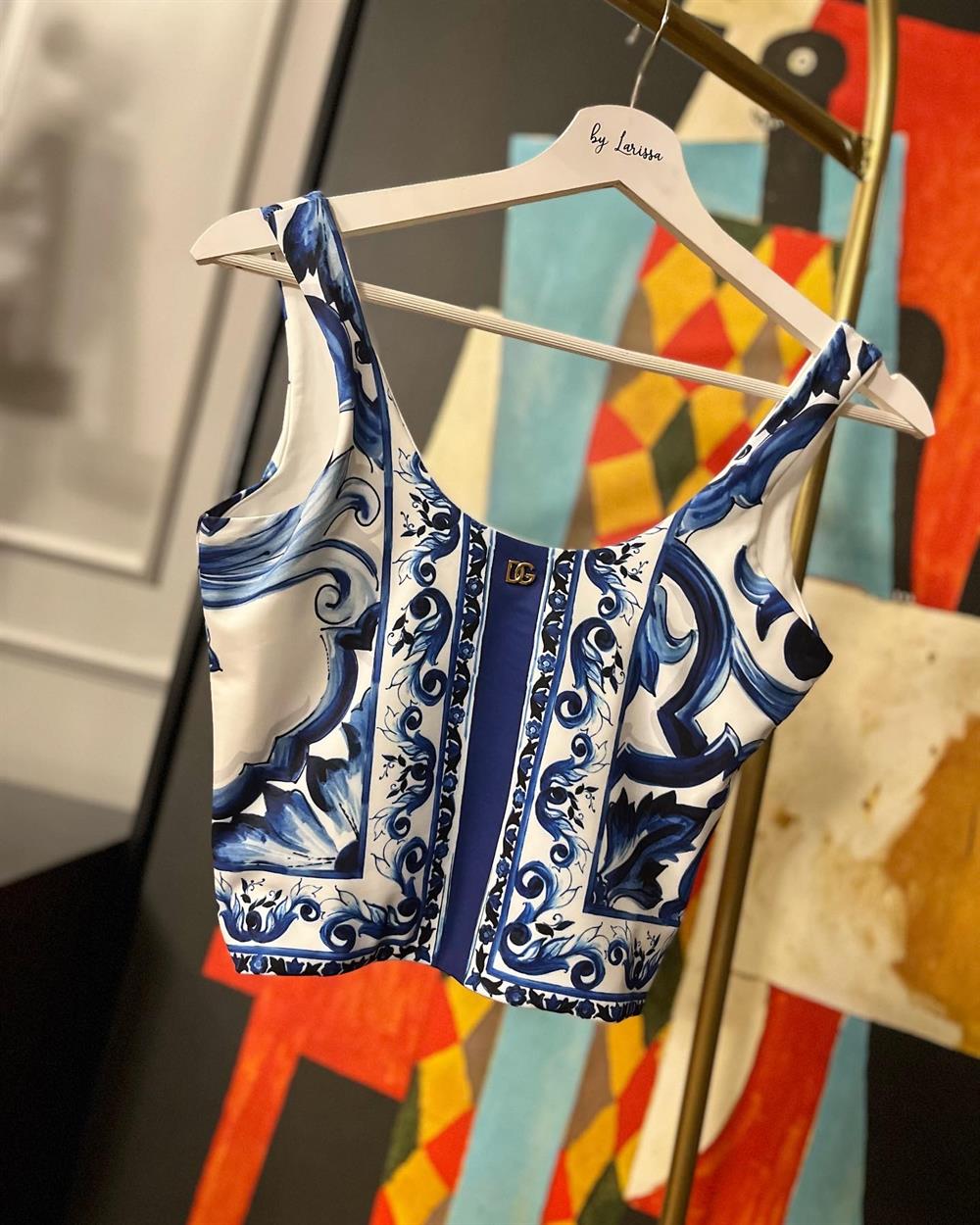 DG MAVİ BEYAZ CROP TOP