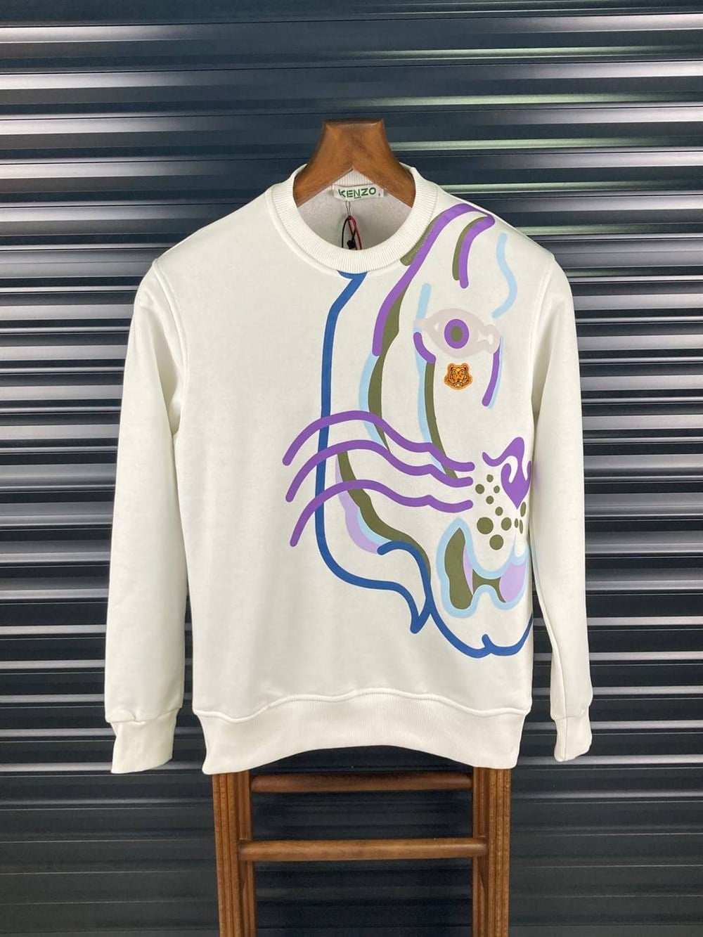 Kenzo yarım surat beyaz sweatshirt 