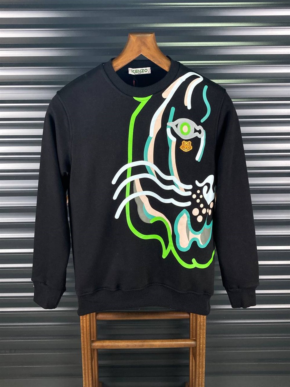 Kenzo yarım surat siyah sweatshirt 