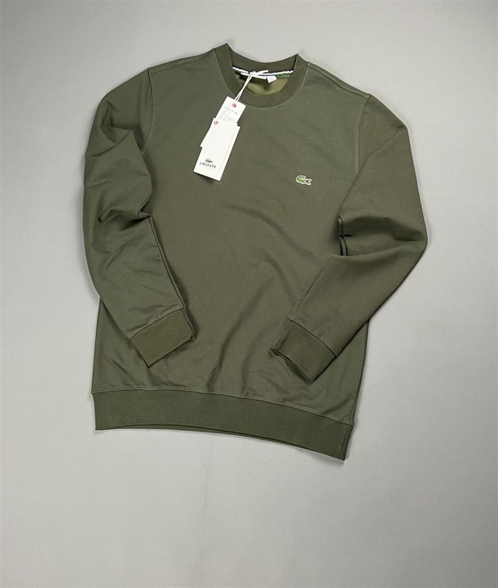 Klasik nakışlı haki sweatshirt 