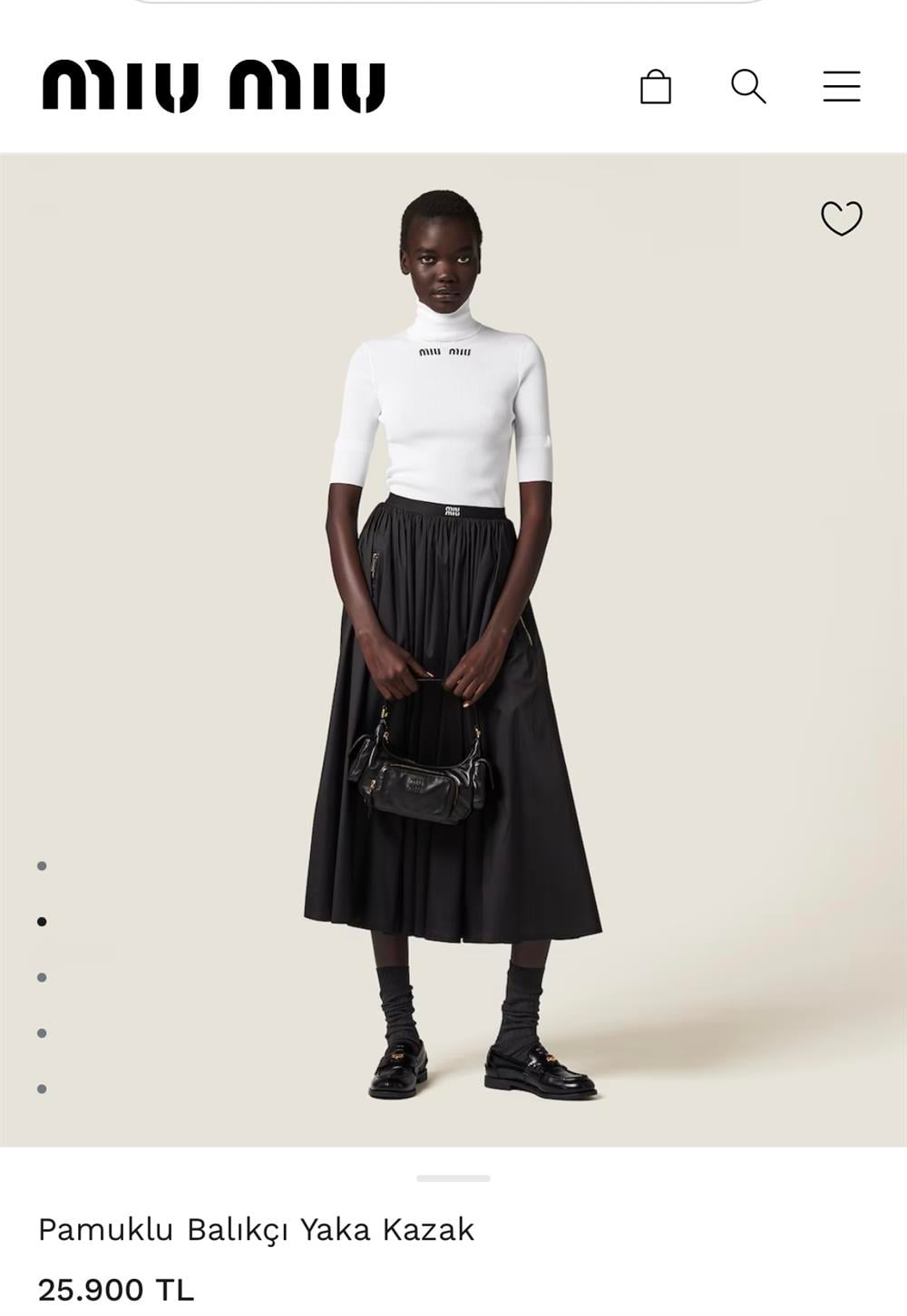 Miu beyaz balıkçı yaka 