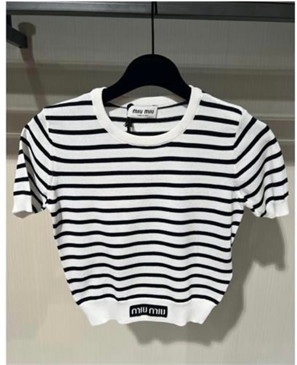 MİU BEYAZ ÇİZGİLİ TRİKO TSHİRT