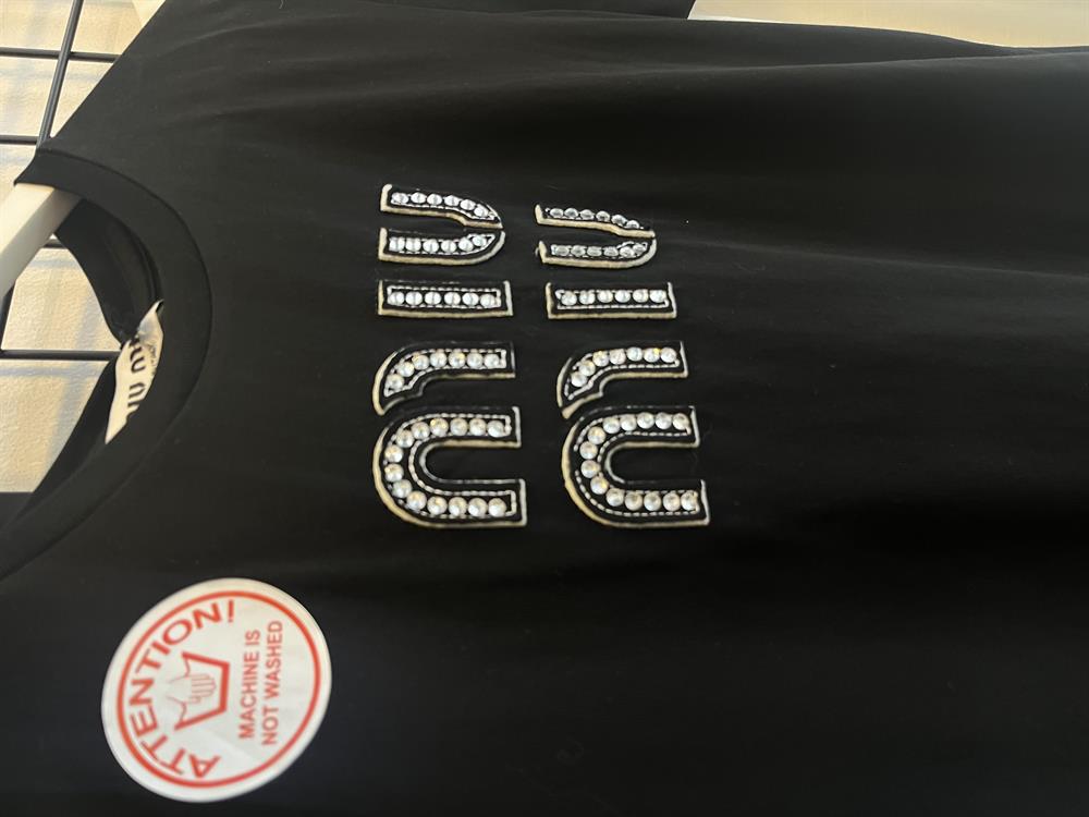Miu miu taşlı siyah tshirt 