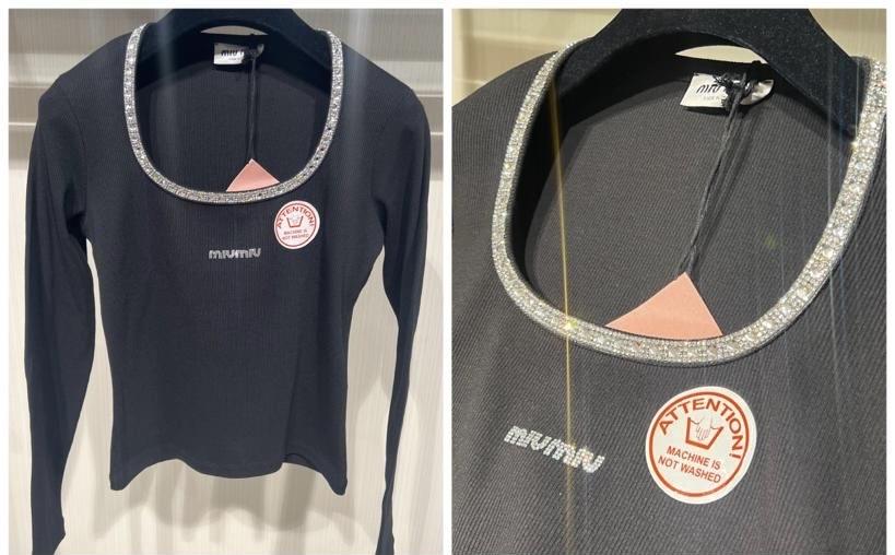 MİU TAŞLI SİYAH UZUN KOLLU TSHİRT