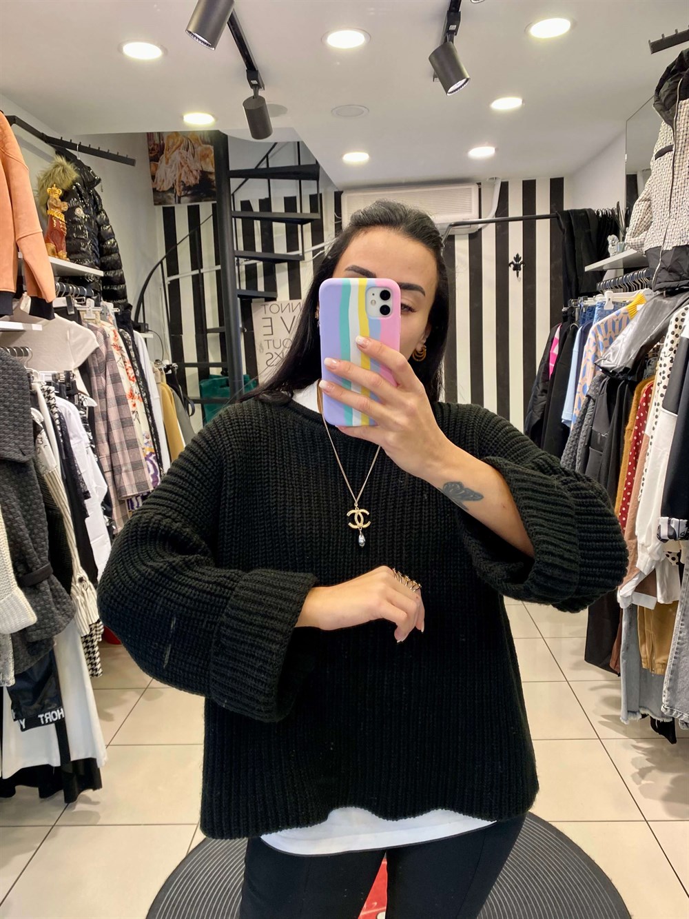 Oversize siyah kazak 