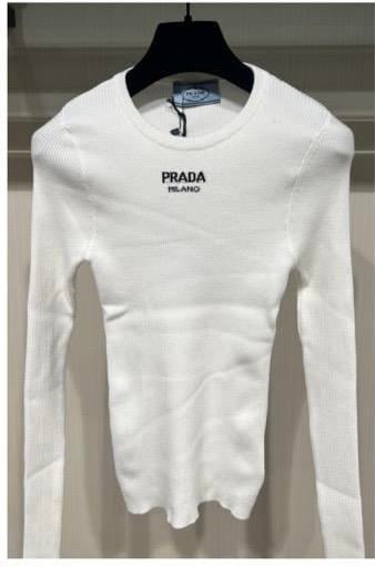PRADA FİTİLLİ UZUN KOLLU BEYAZ TSHİRT 