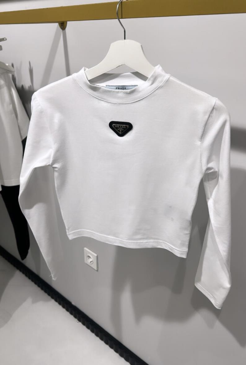 PRDA BEYAZ UZUN KOLLU CROP TOP