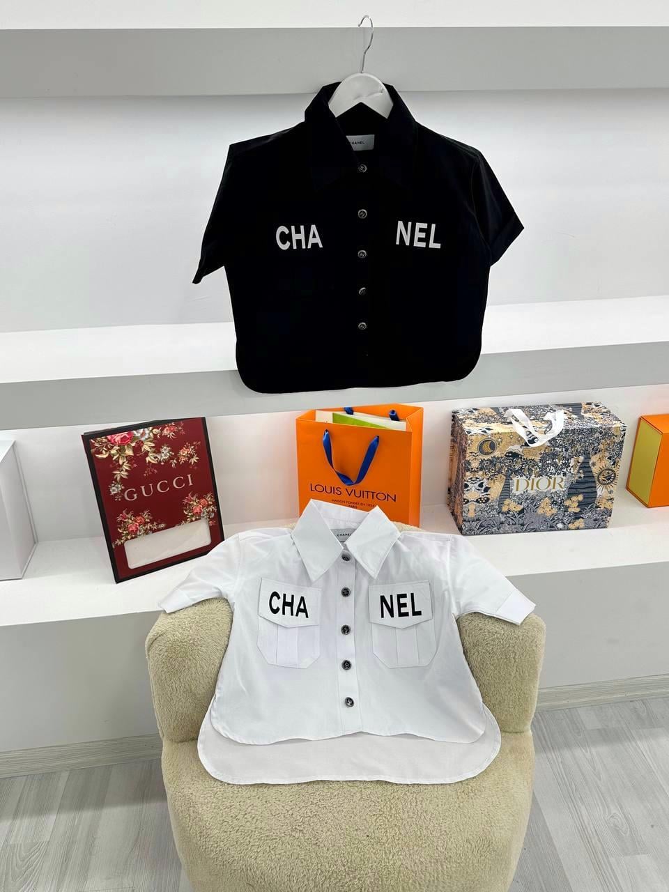 YENİ SEZON CHANNL SİYAH CROP GÖMLEK