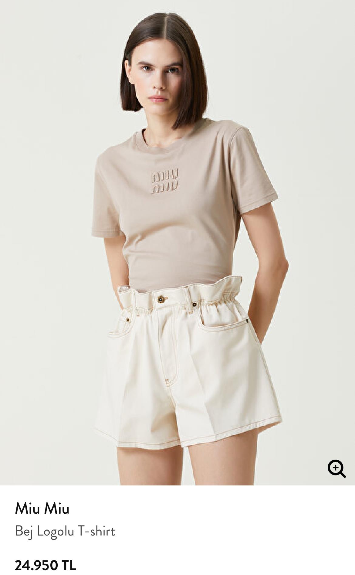 YENİ SEZON MİU BEJ LOGOLU TSHİRT 