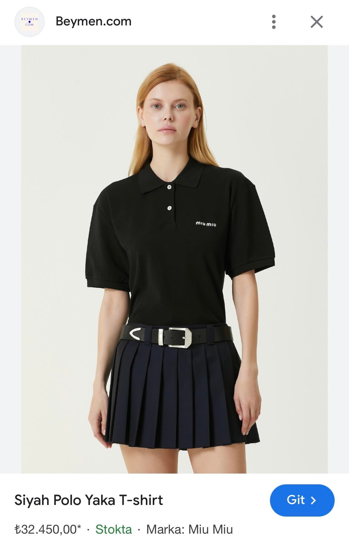 YENİ SEZON MİU MİU POLO YAKA SİYAH TSHİRT