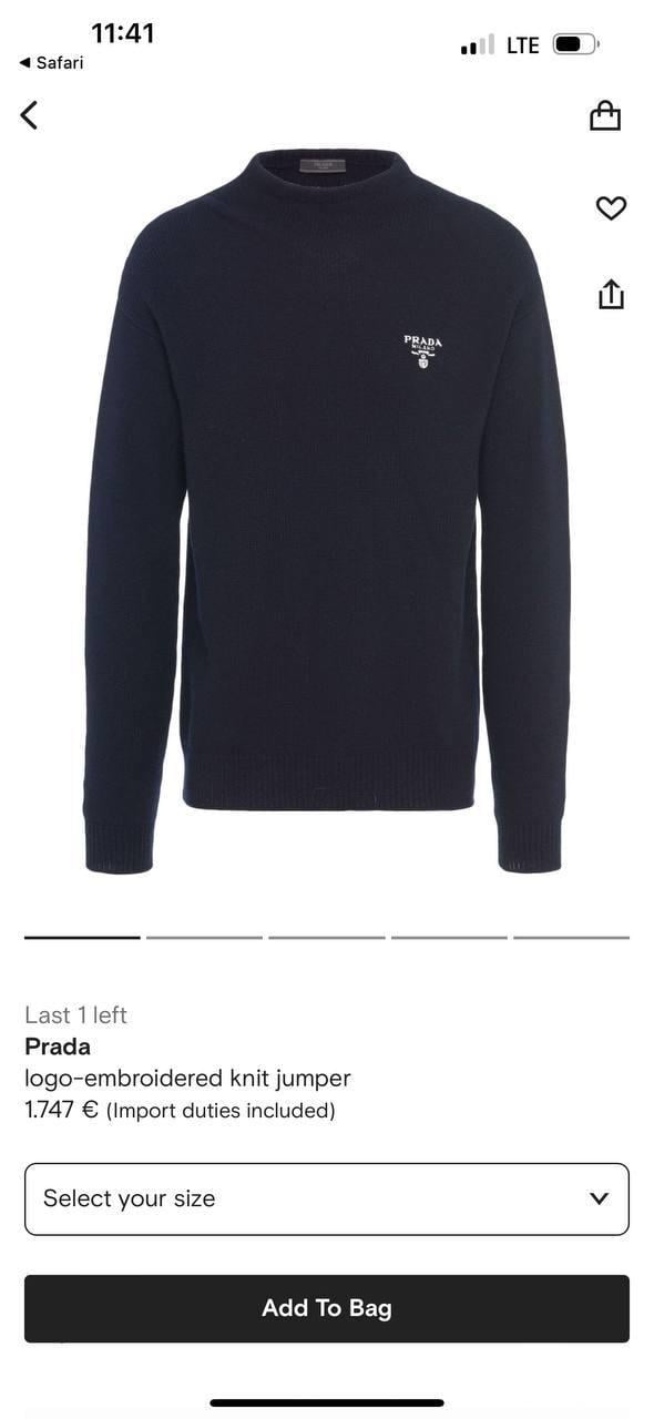 YENİ SEZON PRADA SİYAH YÜN KAZAK