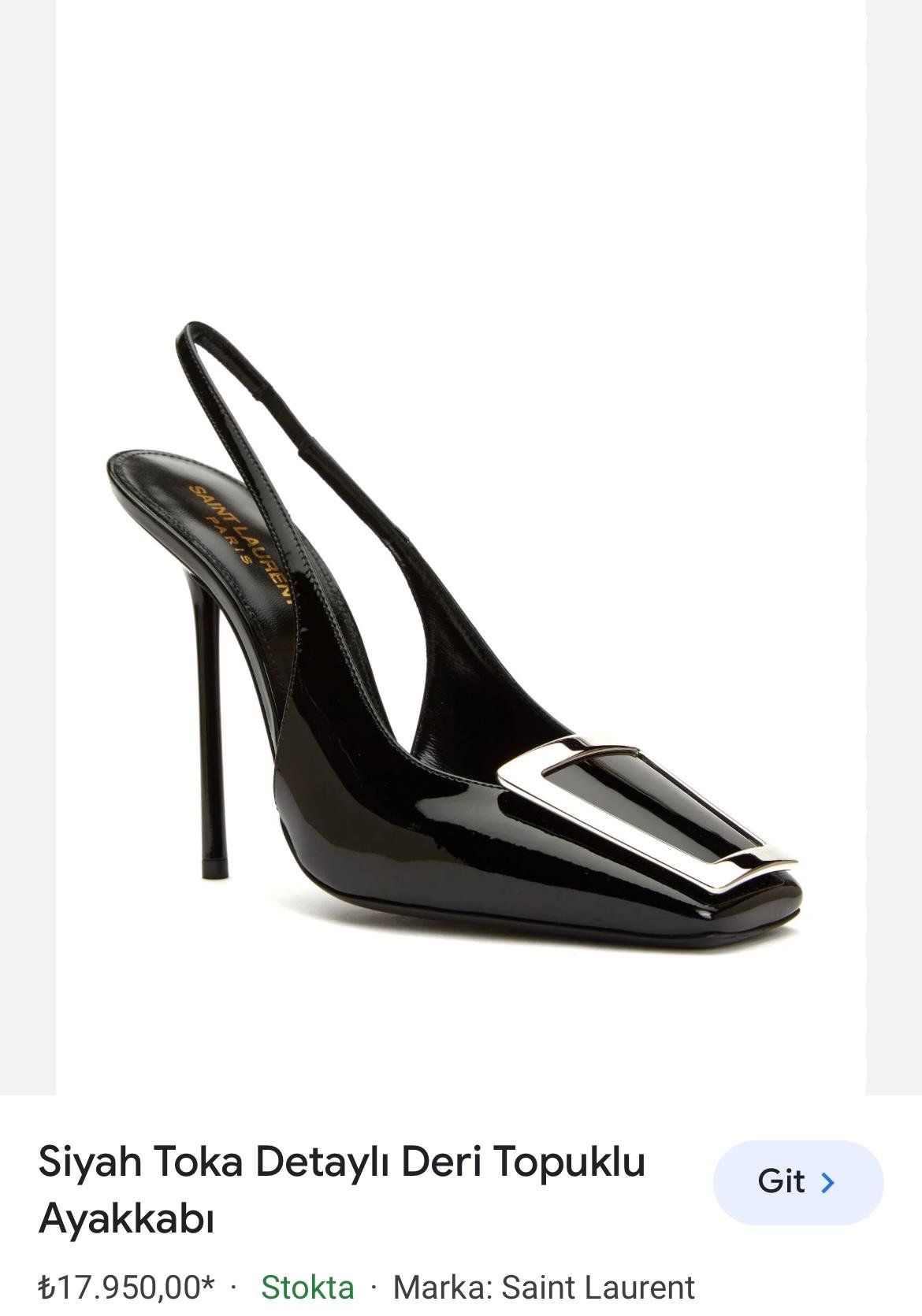 YSL SİYAH TOPUKLU AYAKKABI