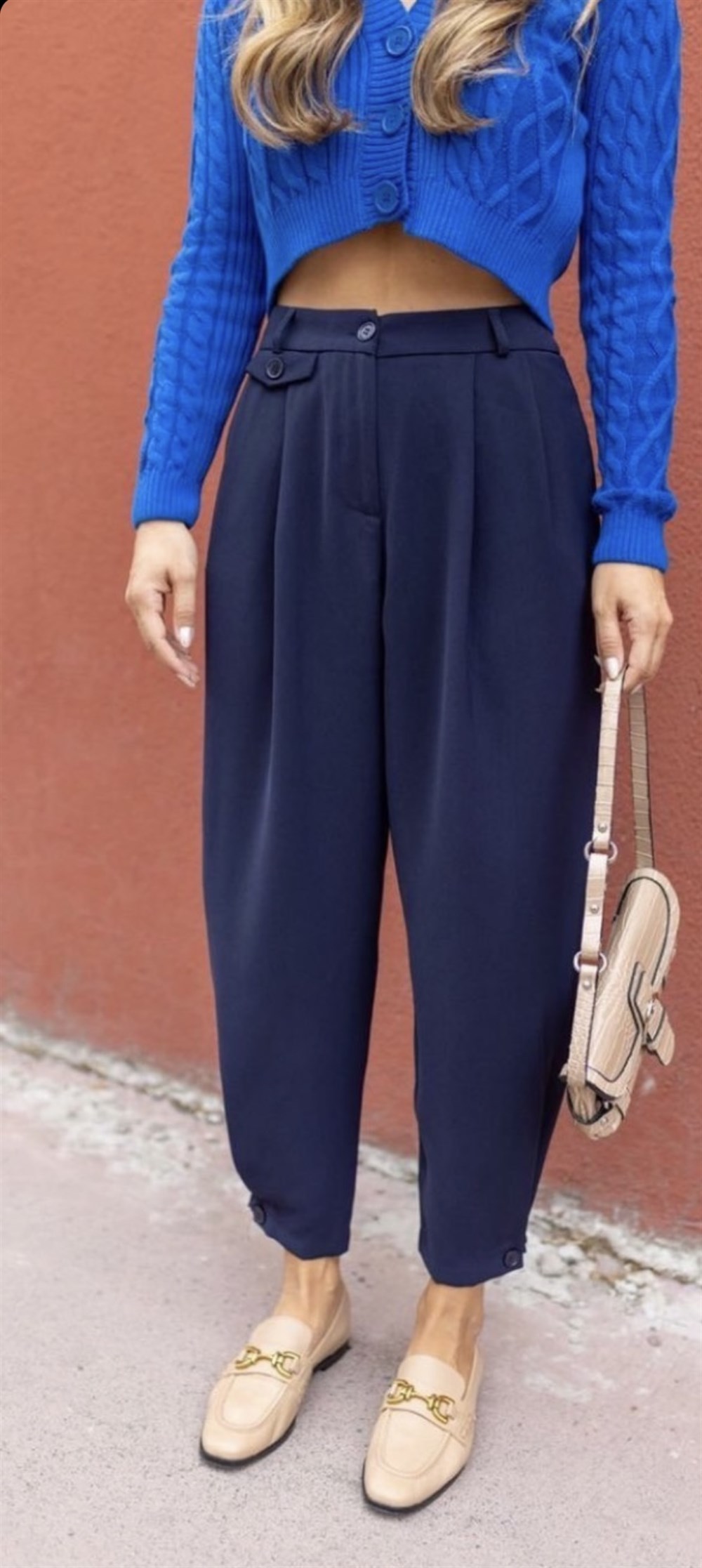 ZR LACİVERT DÜĞMELİ PANTOLON