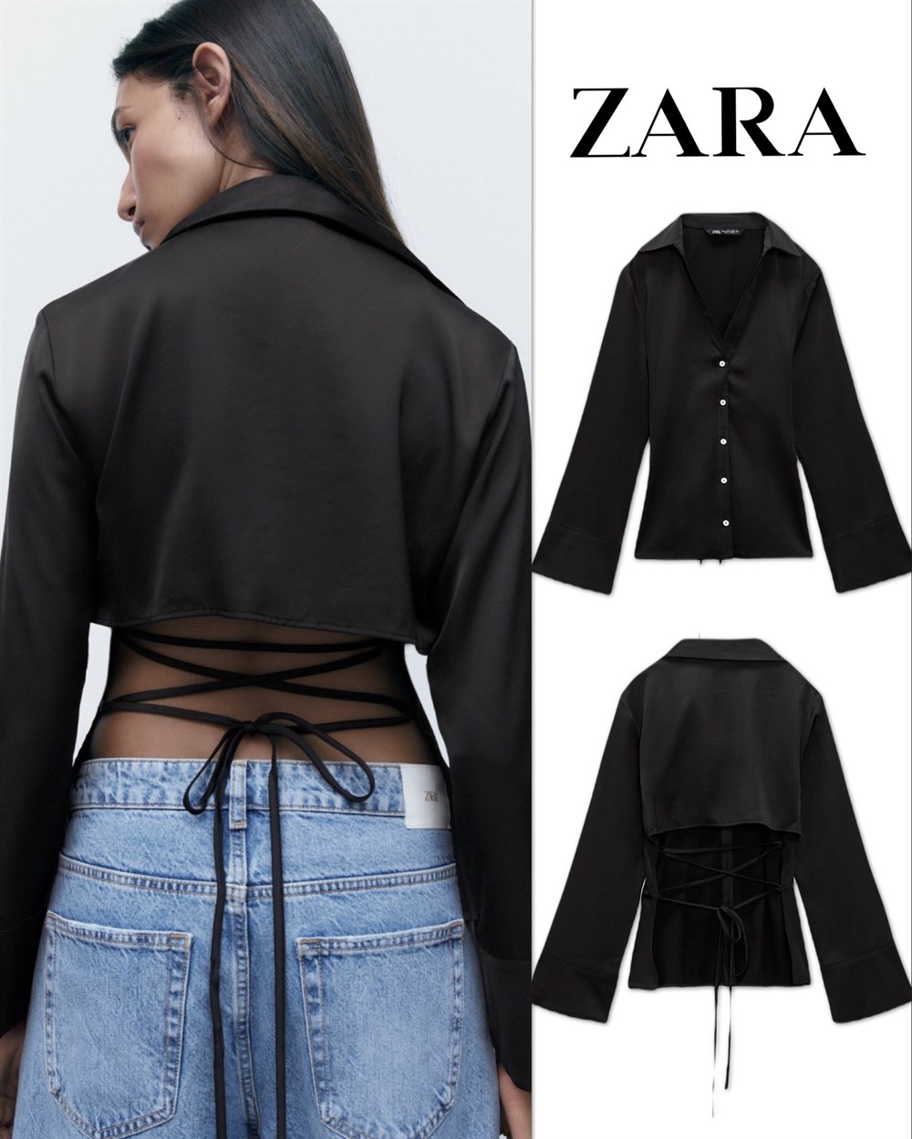 Zr siyah bağlamalı gömlek 