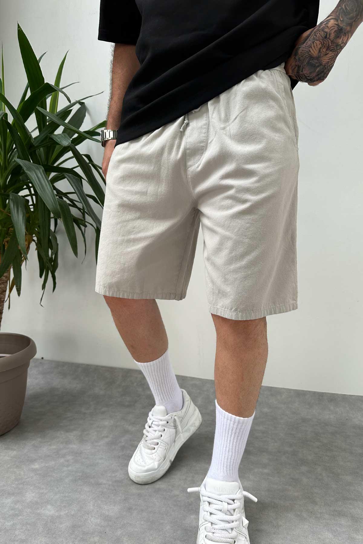Açık Gri Oversize Şort