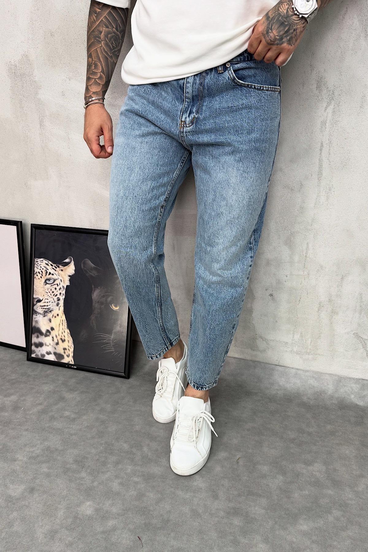 Açık Mavi Yıkamalı Boyfriend Jean