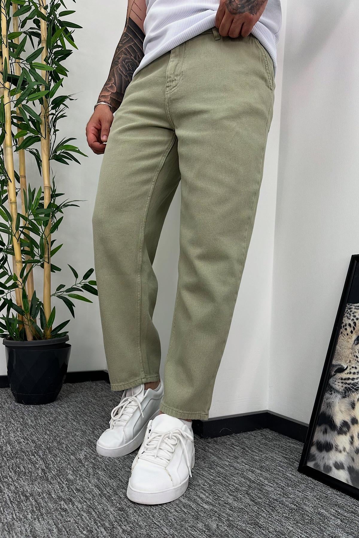 Açık Yeşil Gabardin Boyfriend Pantolon
