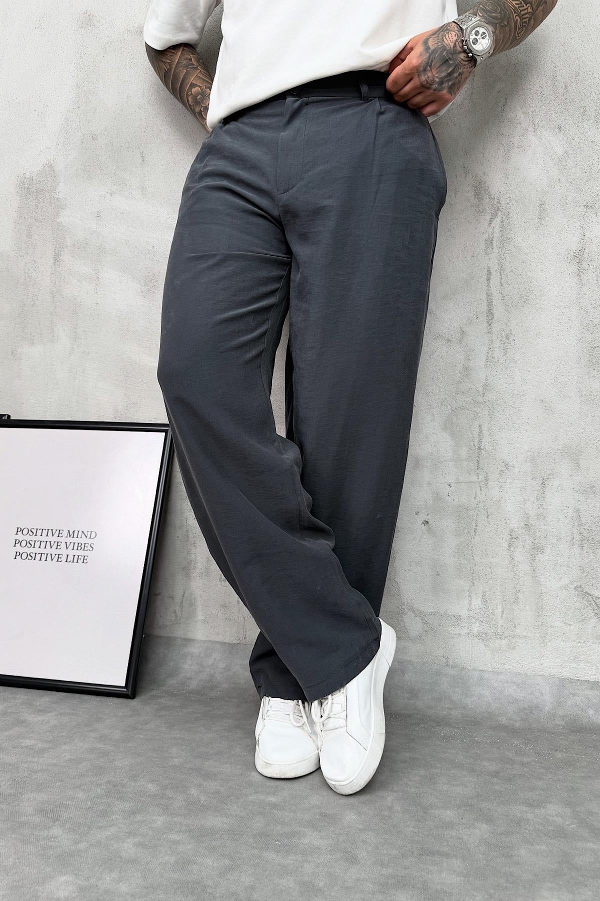 Antrasit Modal Kumaş Baggy Pantolon