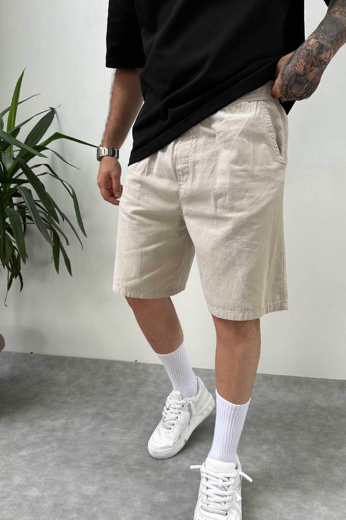 Bej Oversize Şort
