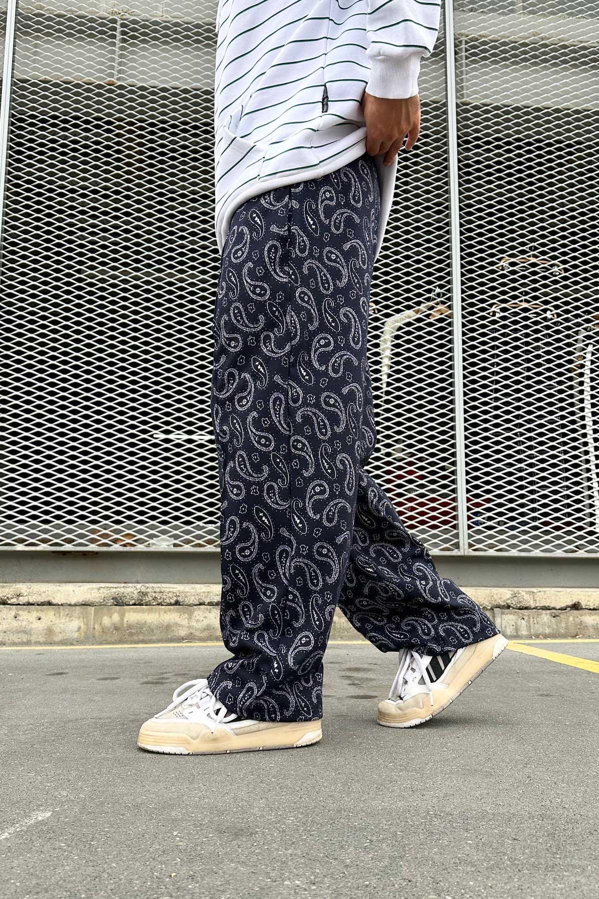 Bol Kalıp Desenlı Sweatpants