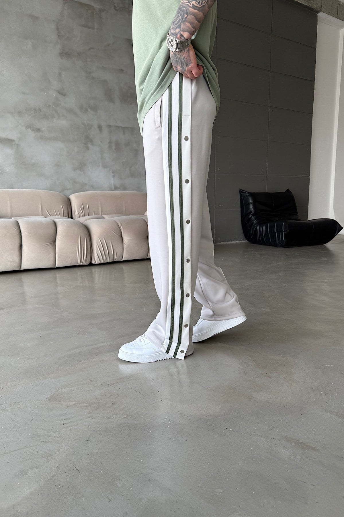 Dalgıç Kumaş Baggy Çıtçıtlı Eşofman Taş Rengi