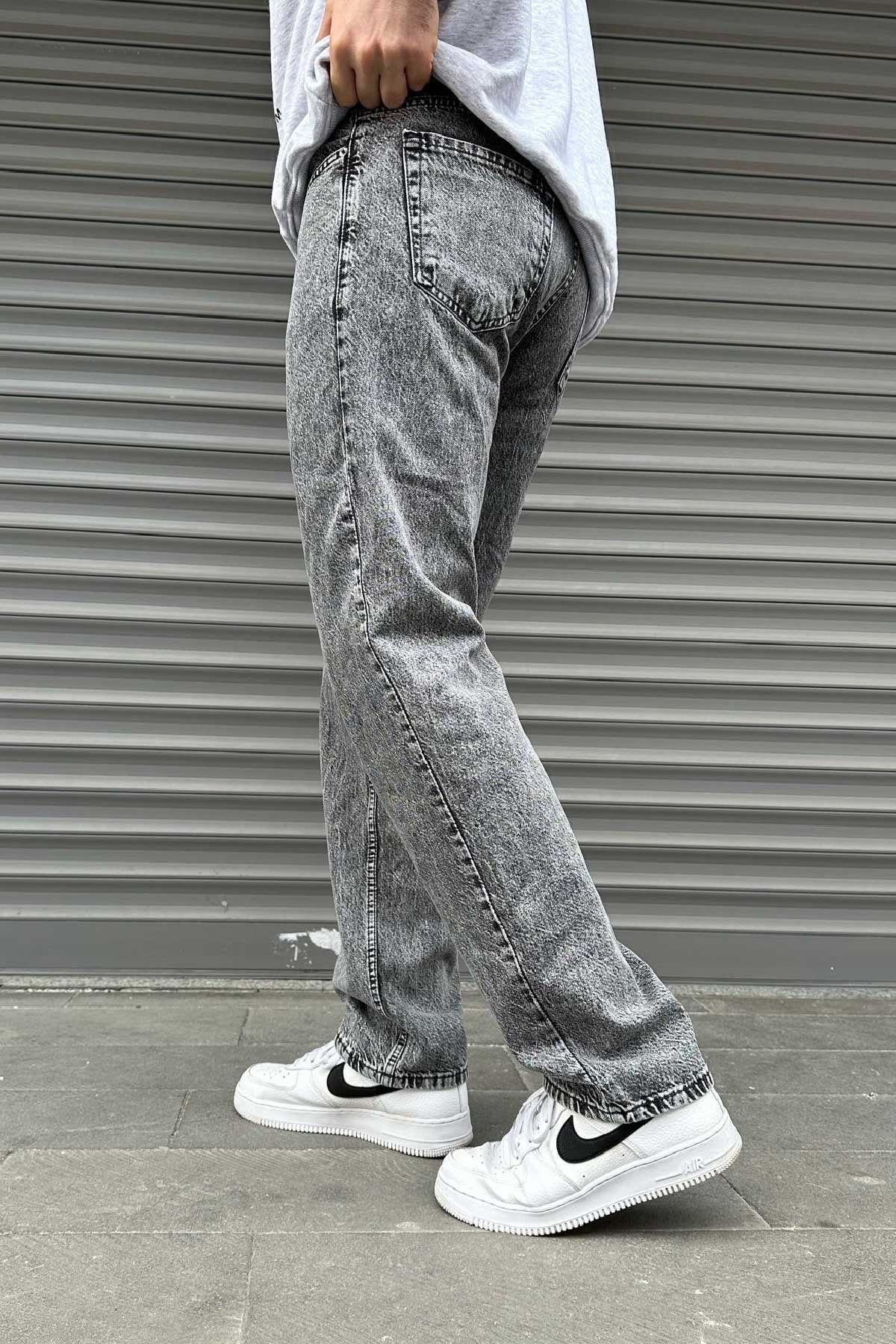Gri Yıkamalı Baggy Jean