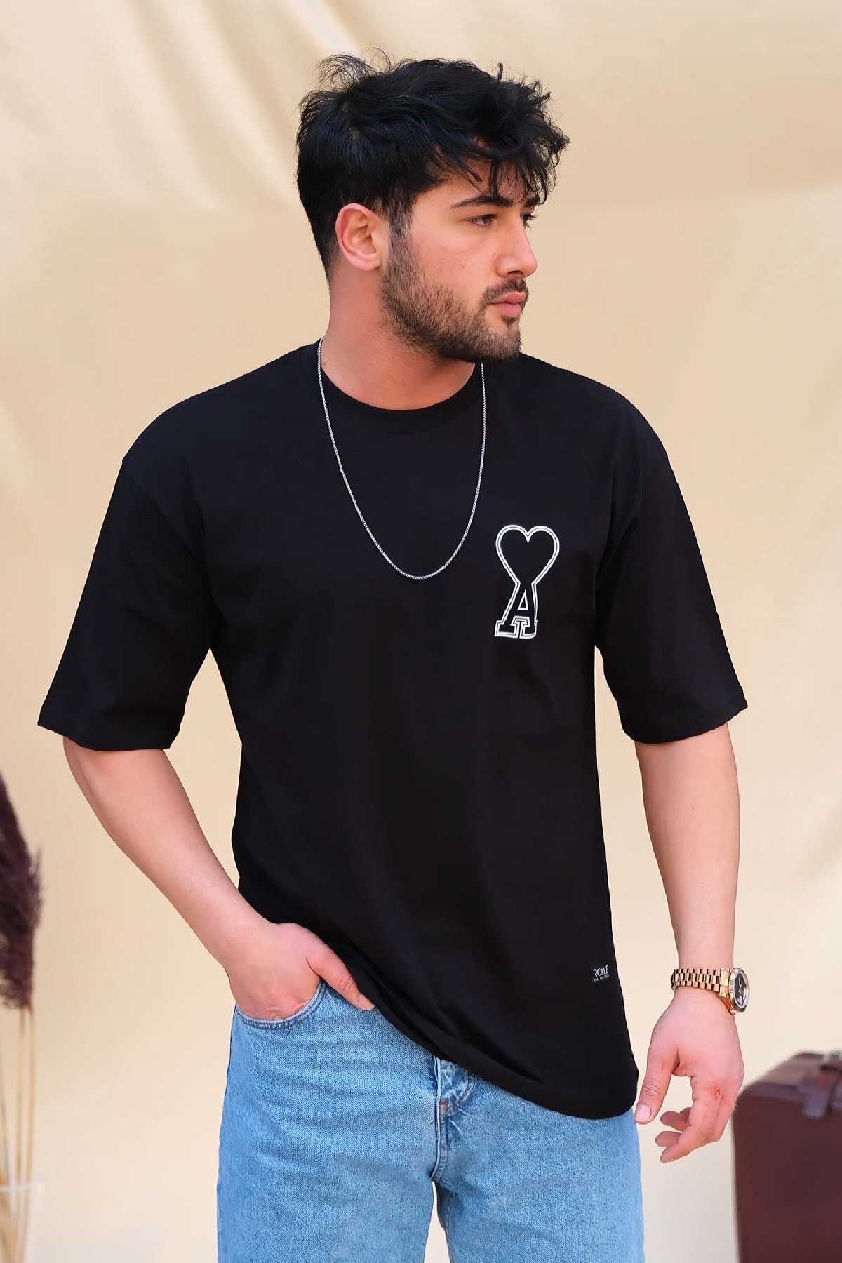 Hafif Bol Kalıp T-Shirt Siyah A