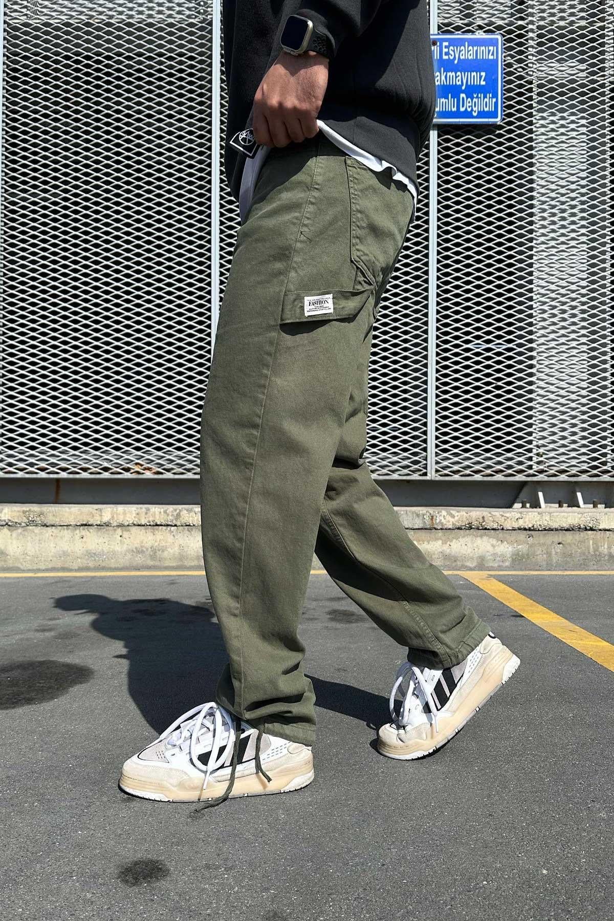 Haki Pçası Ayarlanabilir Gabardin Pantolon