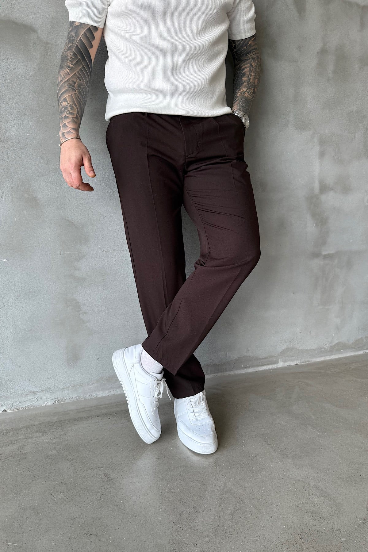 Kahverengi Regular Kesim Kumaş Pantolon