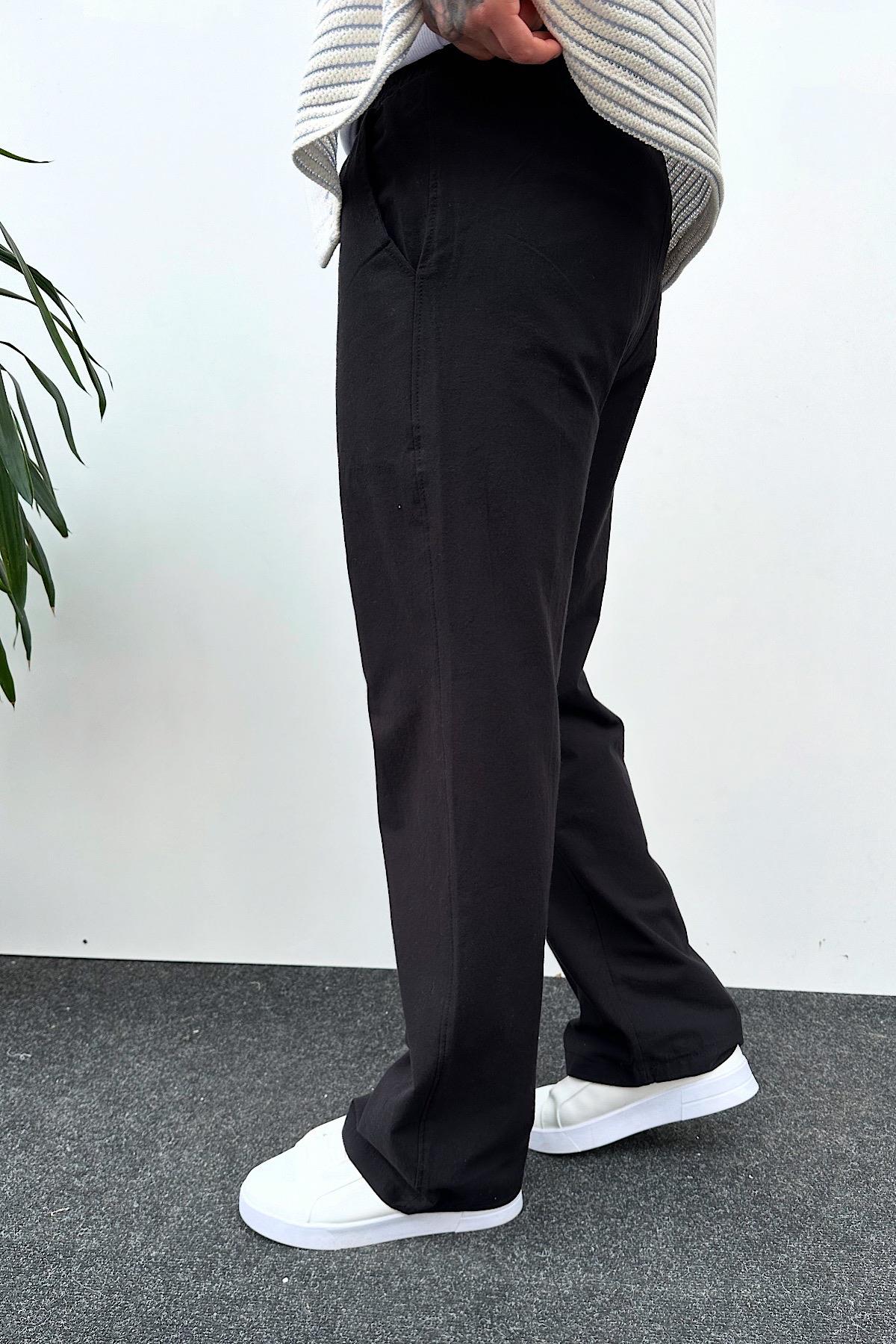 Keten Siyah Baggy Pantolon