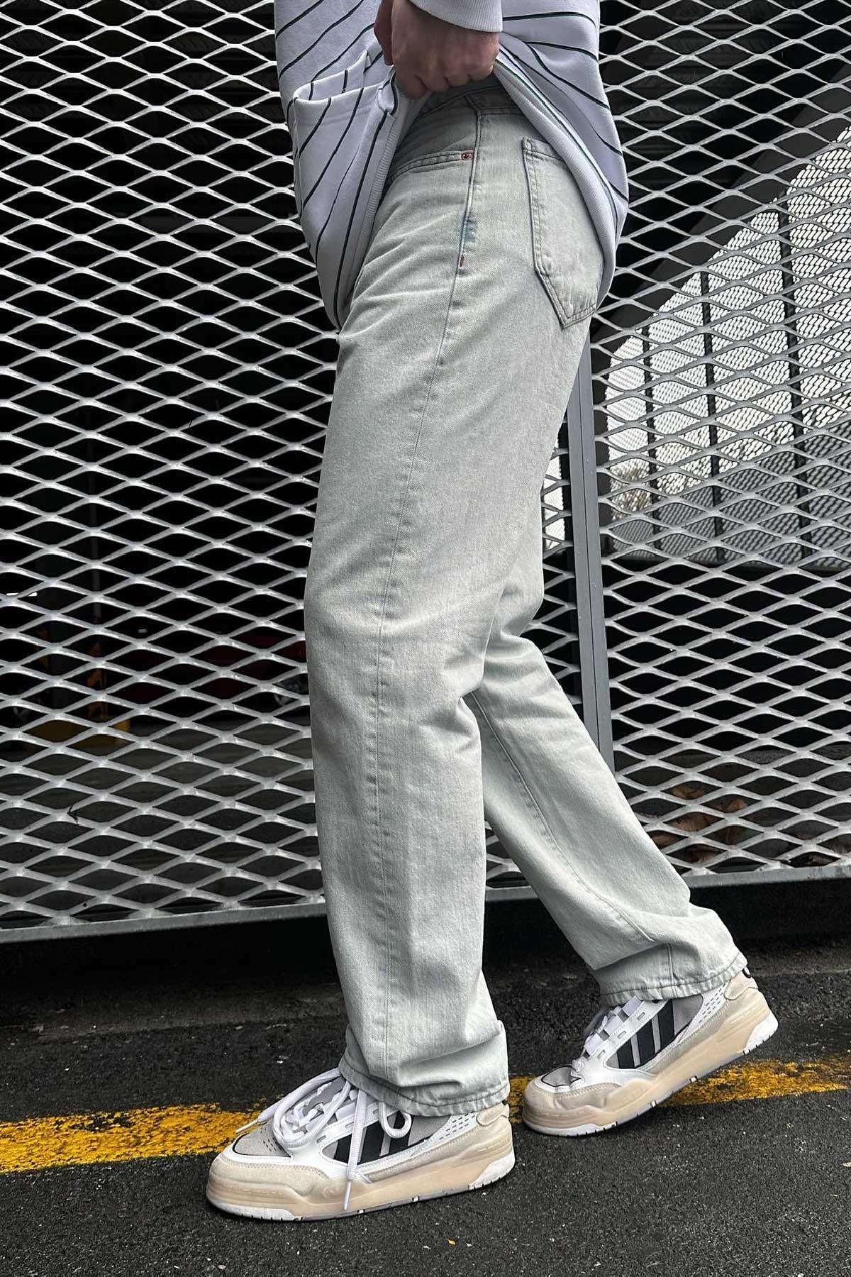 Kırık Buz Mavisi Baggy Jean 
