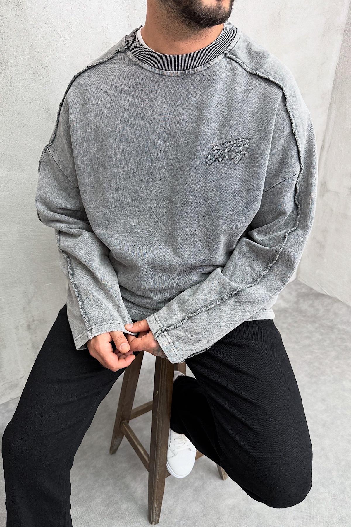 Koyu Gri Oversize Sweatshirt