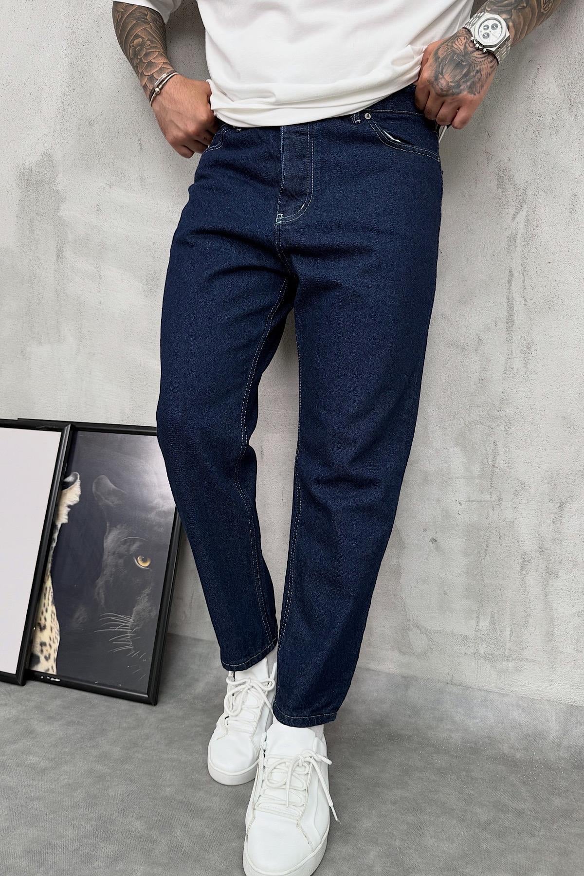 Koyu Mavi Boyfriend Jean