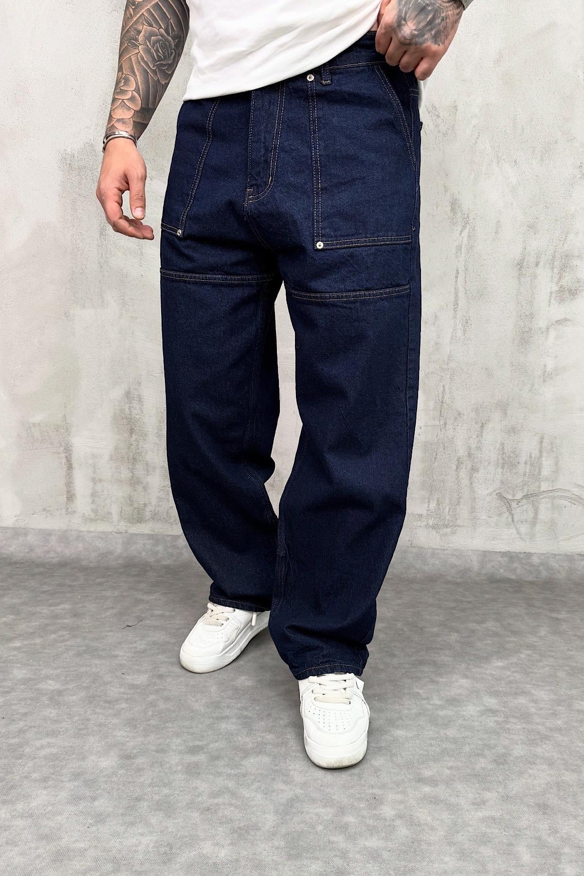 Koyu Mavi Relax Baggy Pantolon
