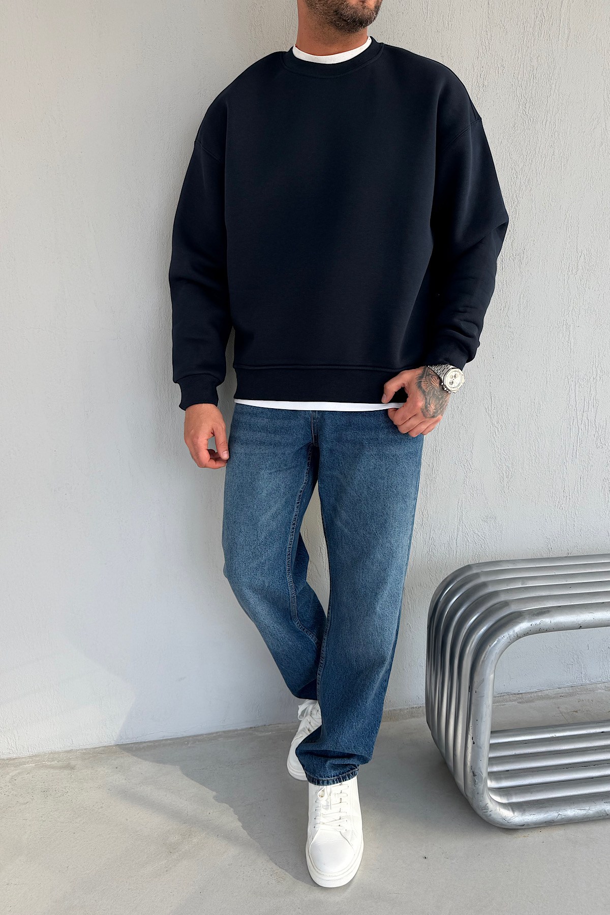 Lacivert Basic Sweatshirt