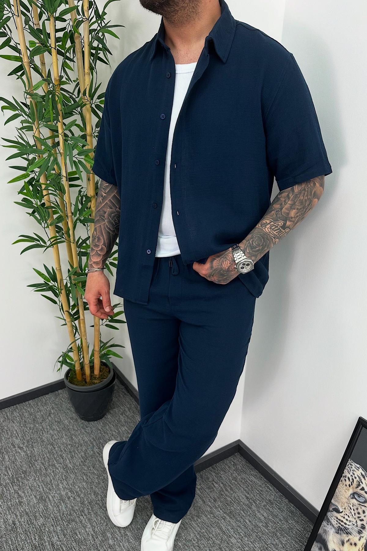 Lacivert Müslin Takım