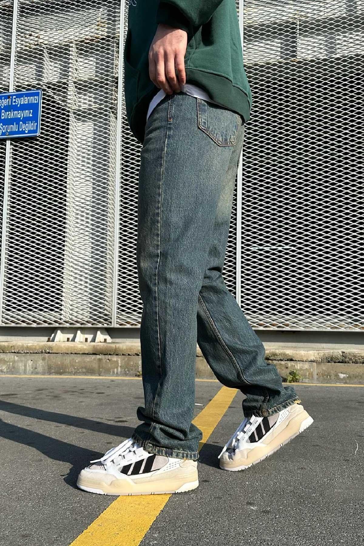 Mavi Eskitme Baggy Jean