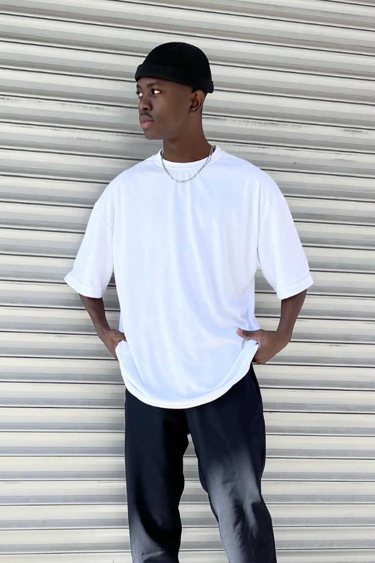 Oversize Basic Beyaz T-Shirt