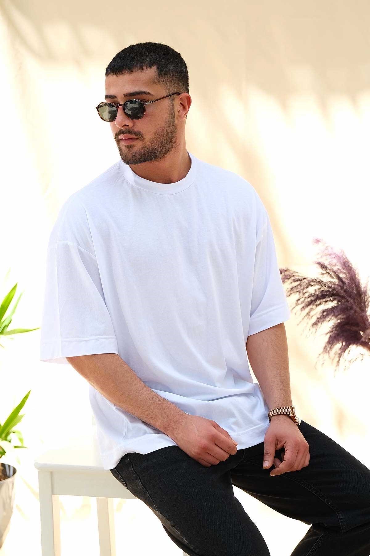 Oversize Beyaz Basic T-Shirt