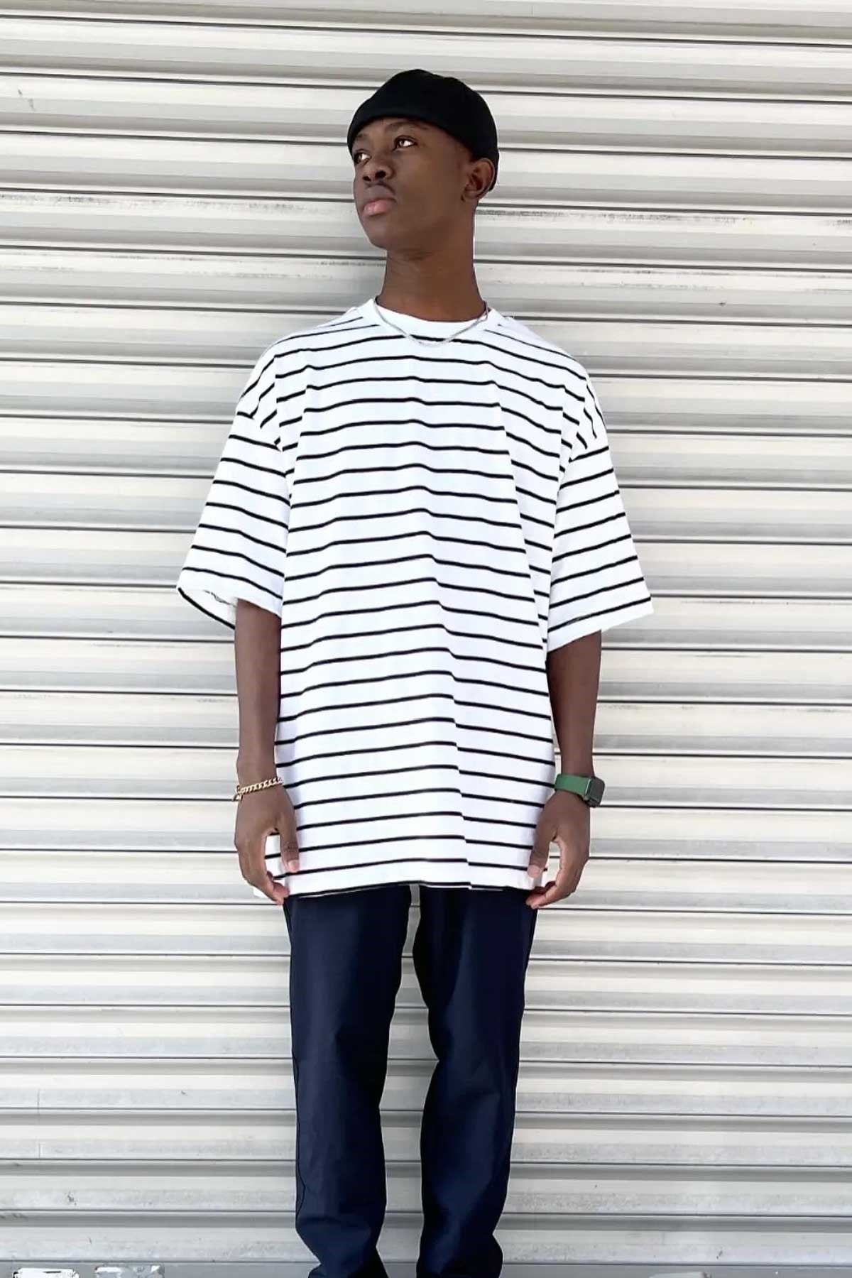 Oversize Çizgili Sweatshirt