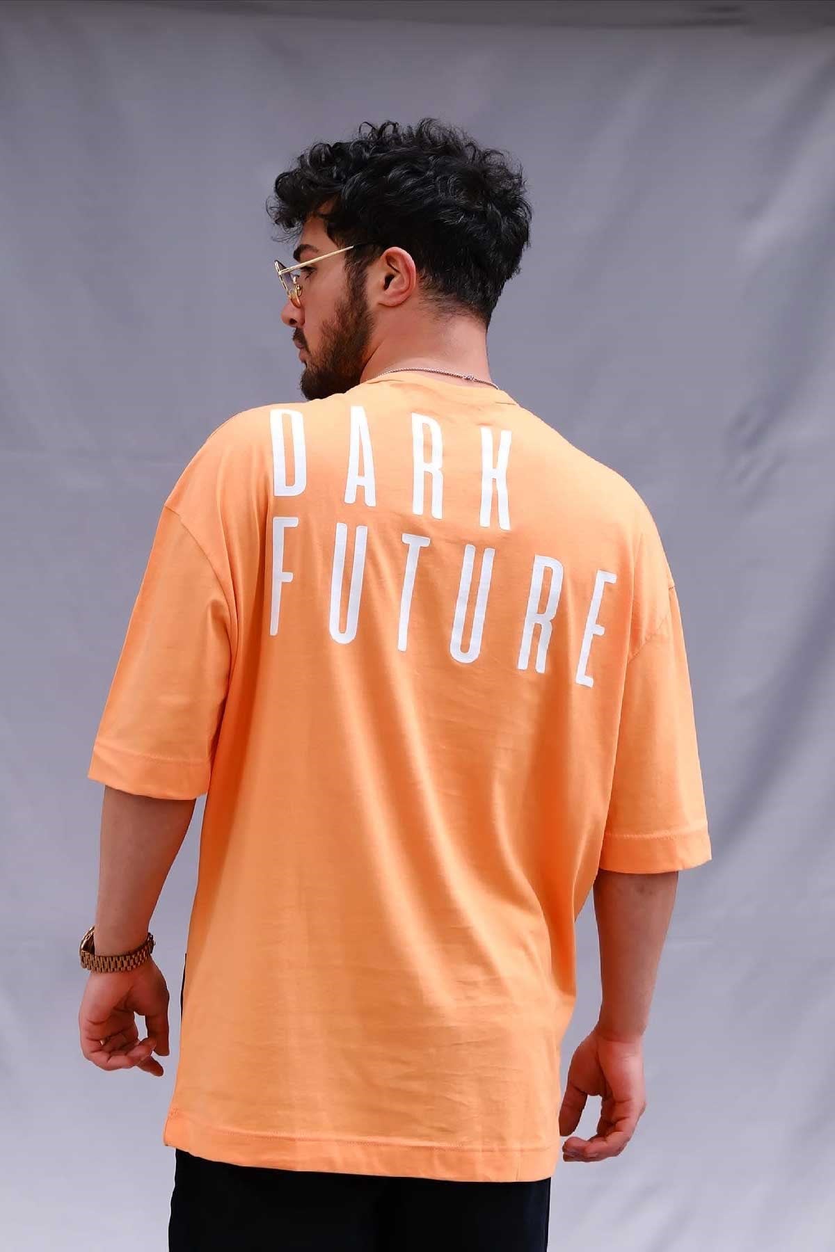 Oversize Dark Future T-Shirt Turuncu