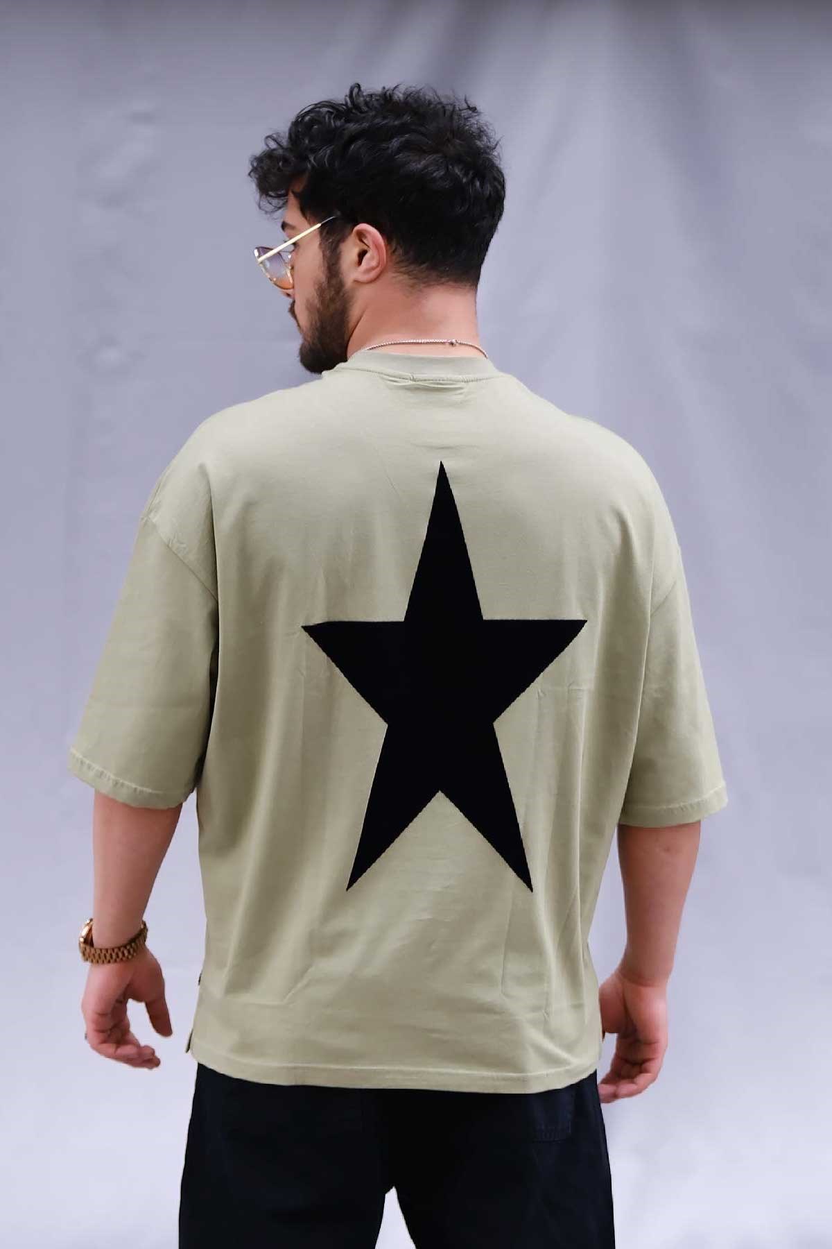 Oversize Haki T-Shirt Star