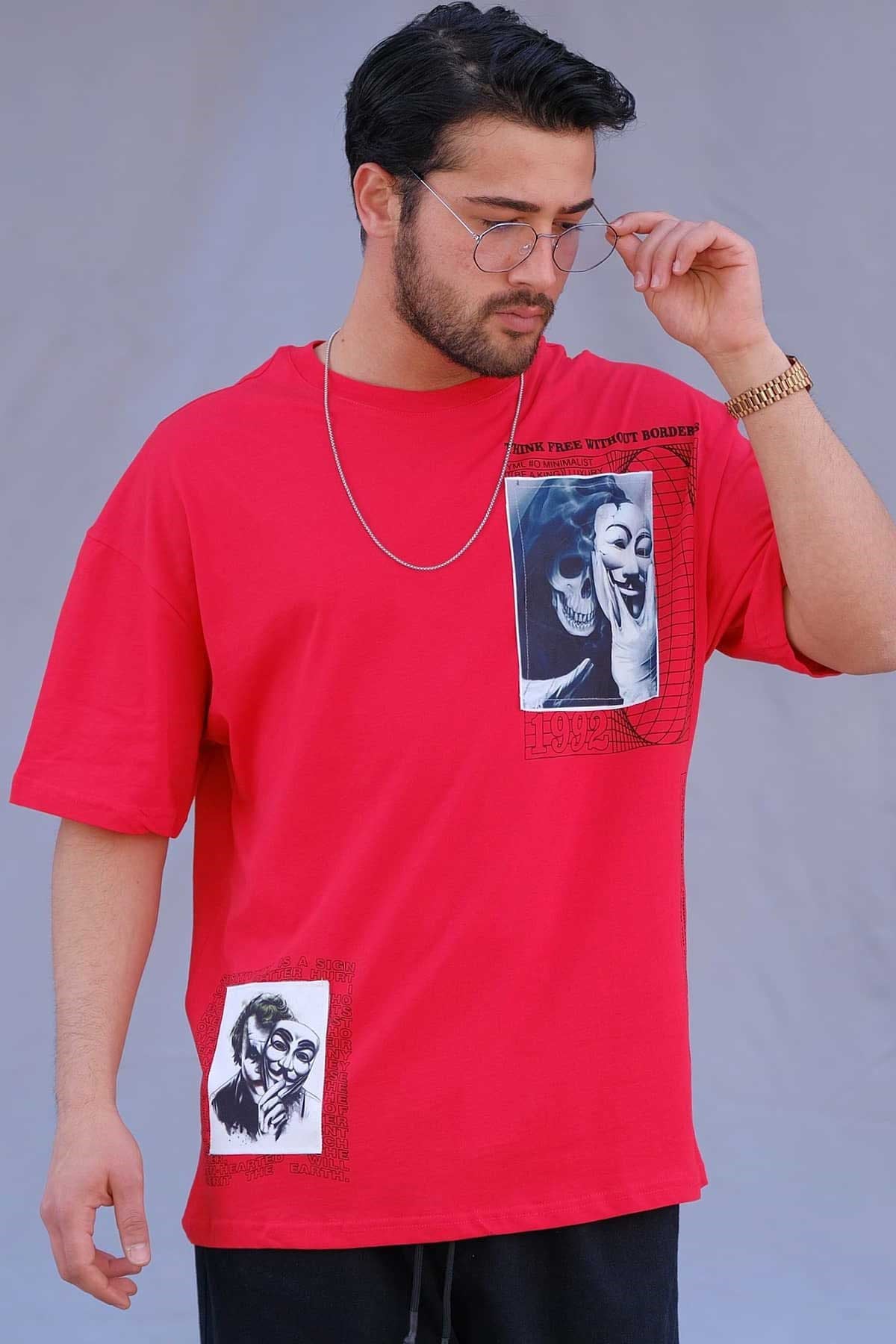 Oversize Kırmızı Joker T-Shirt