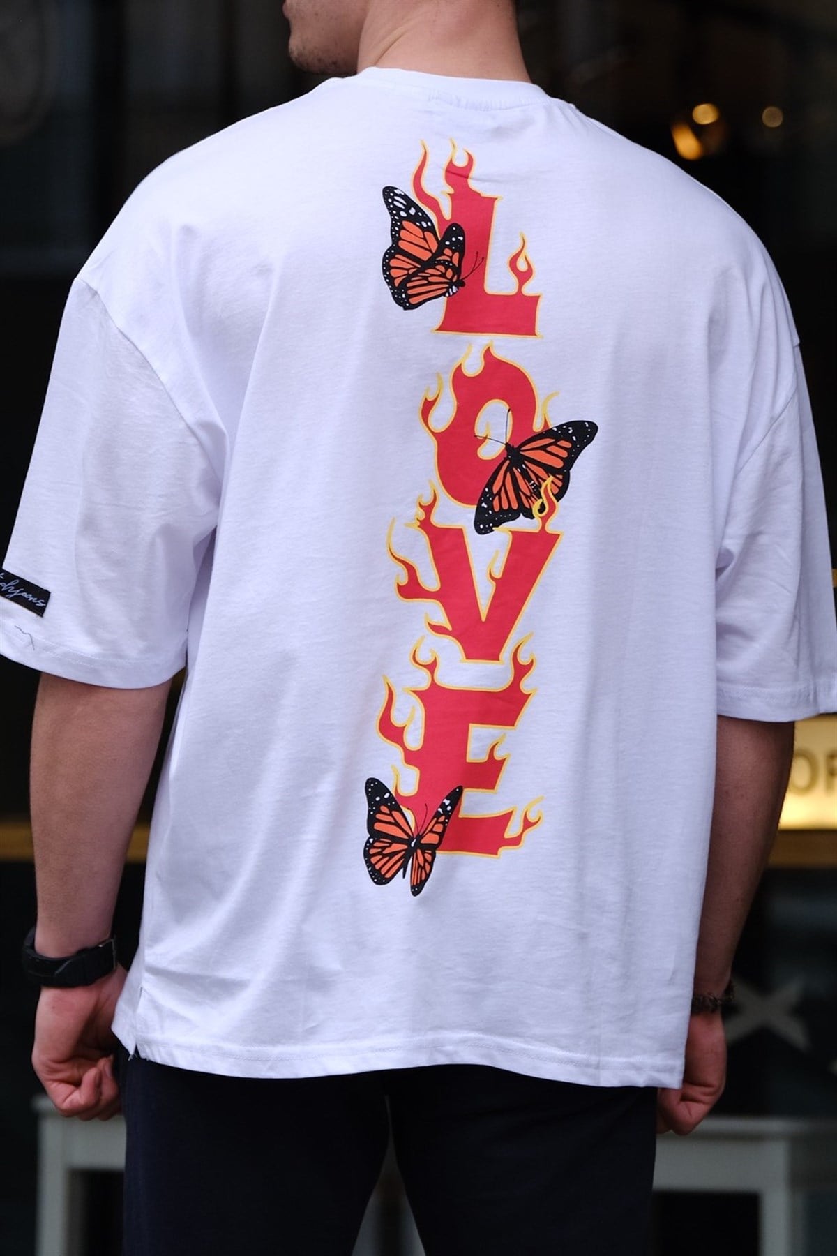 Oversize Love Butterfly T-Shirt Beyaz