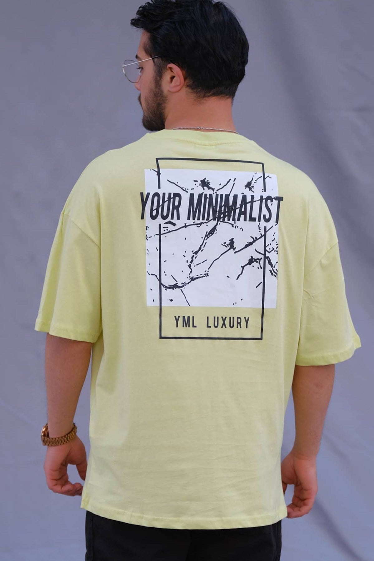 Oversize Minimalist Sarı T-Shirt