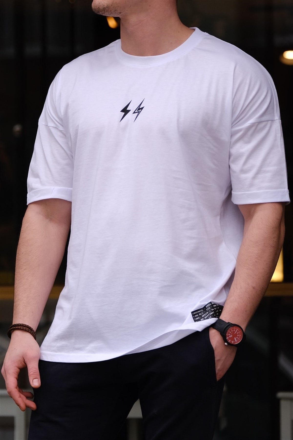 Oversize Rock Dude T-Shirt Beyaz