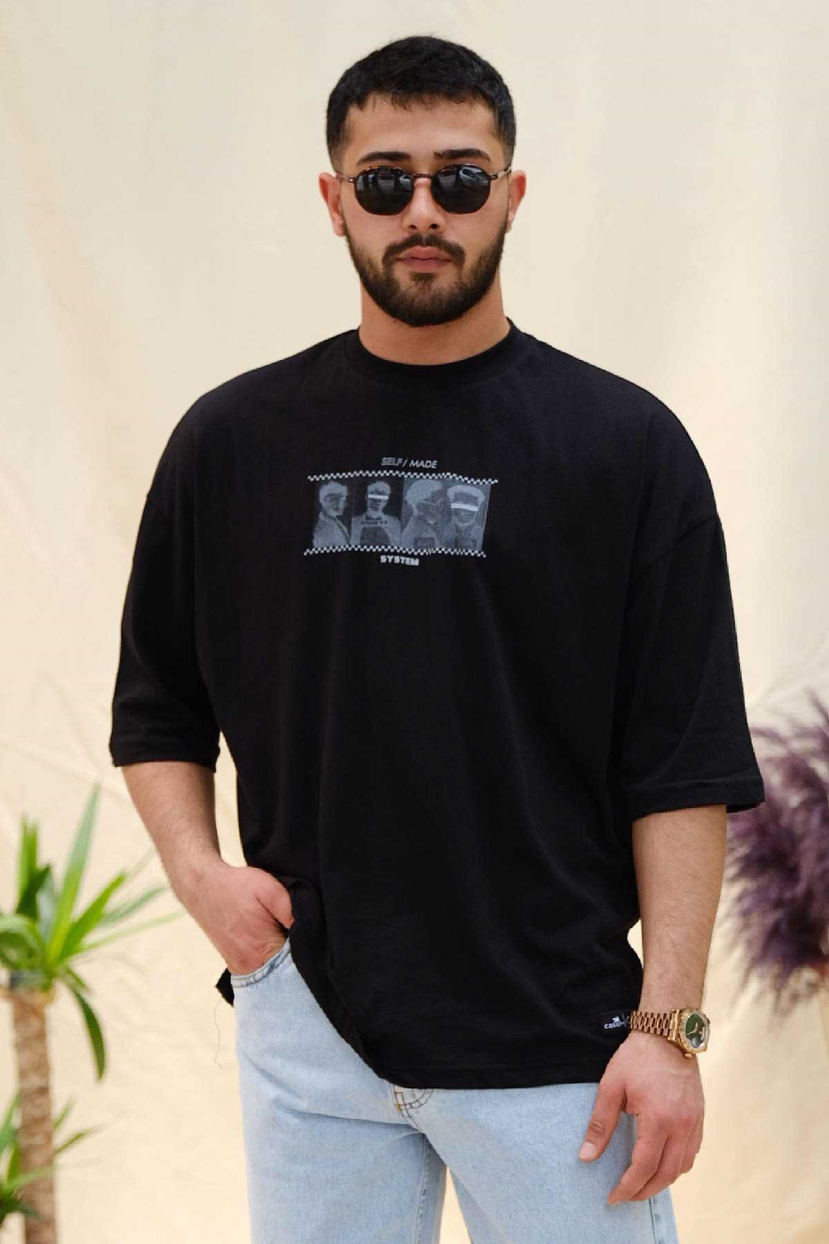 Oversize Self Made Siyah T-Shirt 