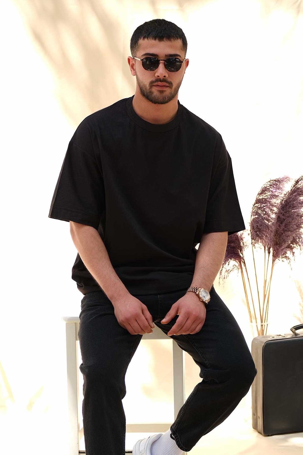 Oversize Siyah Basic T-Shirt